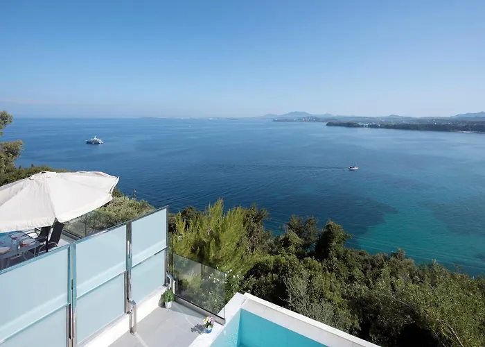 Exquisite Corfu Retreat 3 Bedrooms Lucas Panoramic Sea Views 빌라 *